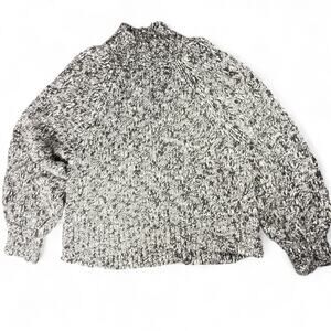 Abercrombie & Fitch Oversized Marled Chunky Knit Mock Neck Sweater XL Cozy Gray